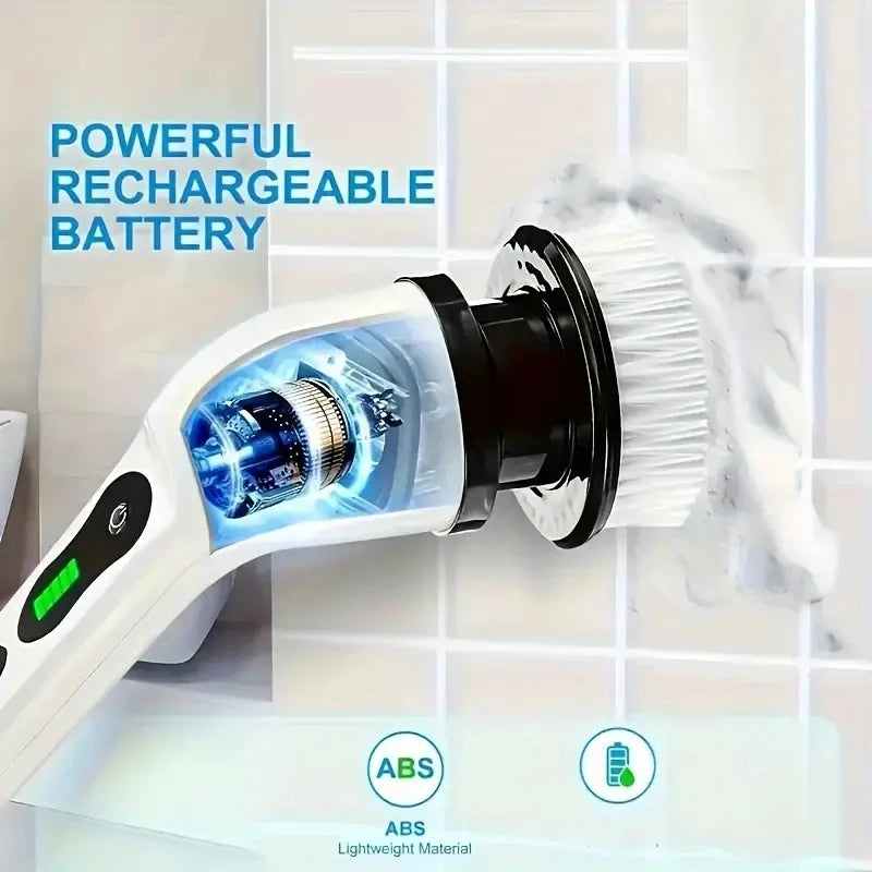 Cordless Power Scrubber Brush, 7 Brush Heads and Adjustable Extension Handle, Bathroom Cleaning Brush, Household Cleaning Tools