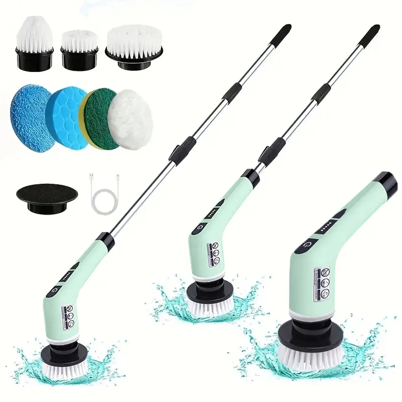 Cordless Power Scrubber Brush, 7 Brush Heads and Adjustable Extension Handle, Bathroom Cleaning Brush, Household Cleaning Tools