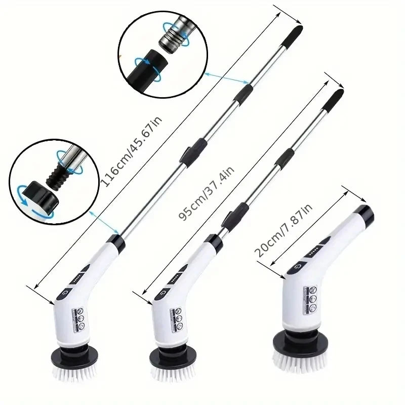 Cordless Power Scrubber Brush, 7 Brush Heads and Adjustable Extension Handle, Bathroom Cleaning Brush, Household Cleaning Tools