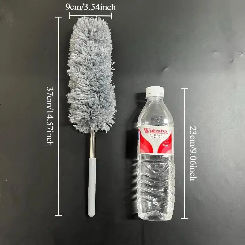 47" Extendable Microfiber Duster Pole - Bendable Stainless Steel Brush for Ceiling/Furniture/Car, Washable & No Power Needed.