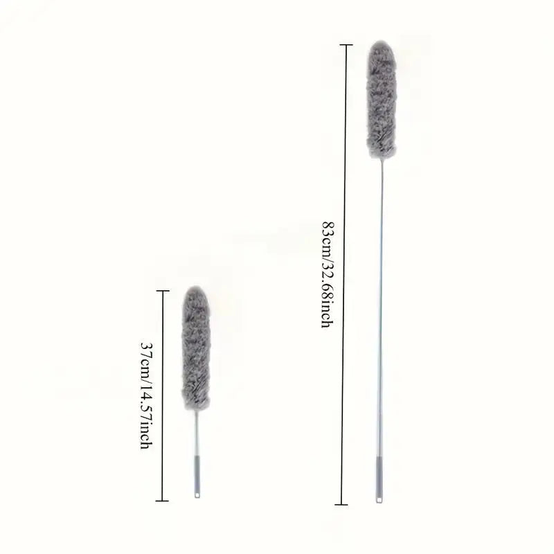 47" Extendable Microfiber Duster Pole - Bendable Stainless Steel Brush for Ceiling/Furniture/Car, Washable & No Power Needed.
