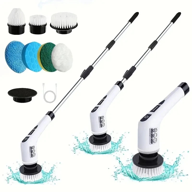 Cordless Power Scrubber Brush, 7 Brush Heads and Adjustable Extension Handle, Bathroom Cleaning Brush, Household Cleaning Tools